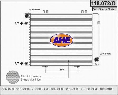 118.072/O AHE Cooling System Radiator, engine cooling