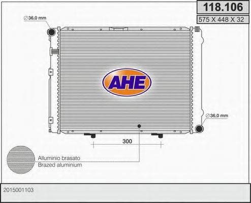 118.106 AHE Радиатор, охлаждение двигателя