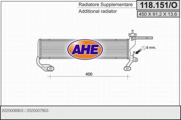 118.151/O AHE Радиатор, охлаждение двигателя