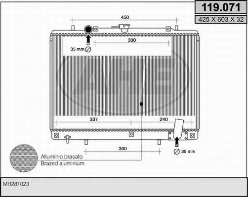 119.071 AHE Cooling System Radiator, engine cooling