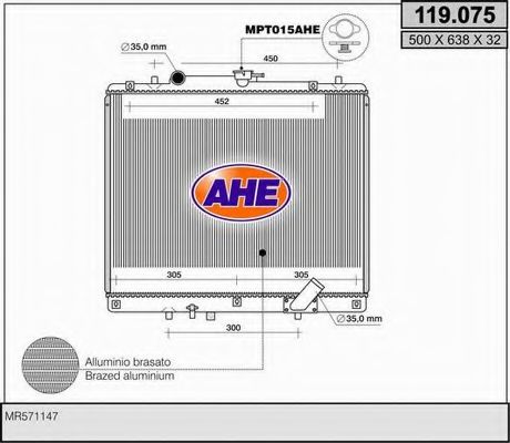 119.075 AHE Cooling System Radiator, engine cooling