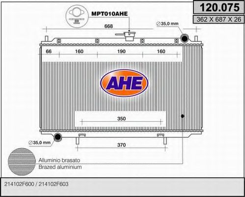 120.075 AHE Cooling System Radiator, engine cooling