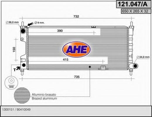 121.047/A AHE Cooling System Radiator, engine cooling