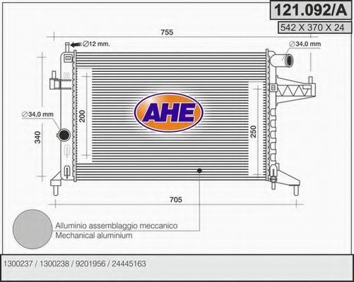 121.092/A AHE Cooling System Radiator, engine cooling