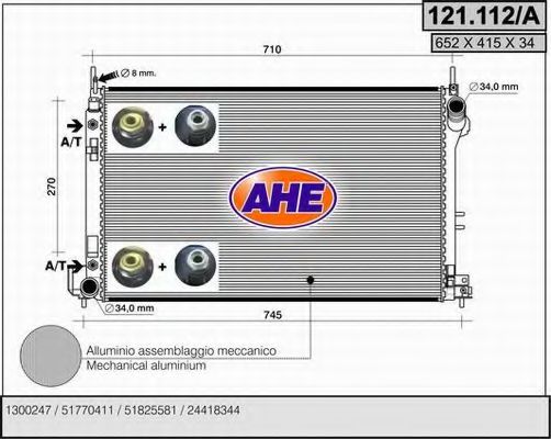 121.112/A AHE Cooling System Radiator, engine cooling
