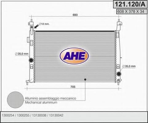 121.120/A AHE Cooling System Radiator, engine cooling
