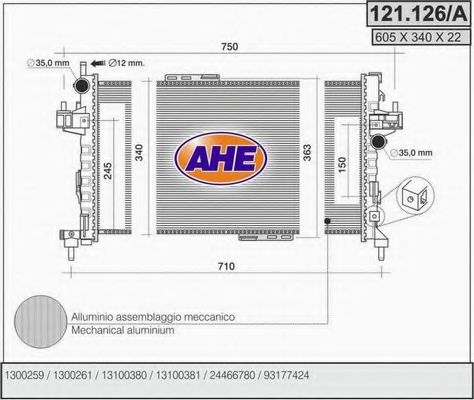 121.126/A AHE Cooling System Radiator, engine cooling