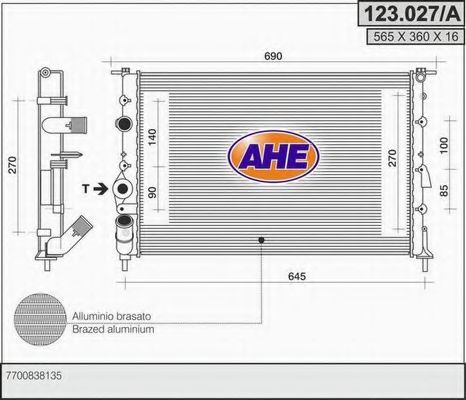 123.027/A AHE Cooling System Radiator, engine cooling