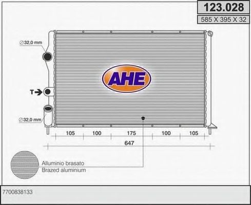 123.028 AHE Радиатор, охлаждение двигателя