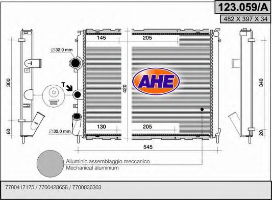 123.059/A AHE Cooling System Radiator, engine cooling