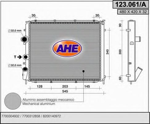 123.061/A AHE Cooling System Radiator, engine cooling