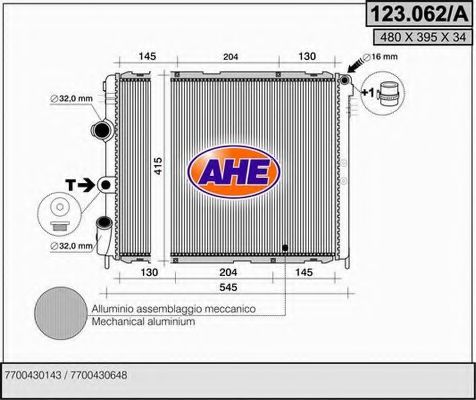 123.062/A AHE Cooling System Radiator, engine cooling