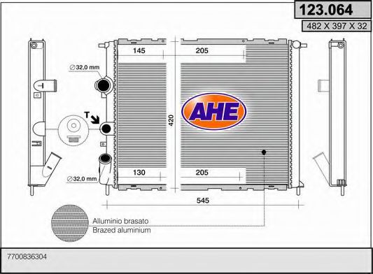 123.064 AHE Cooling System Radiator, engine cooling