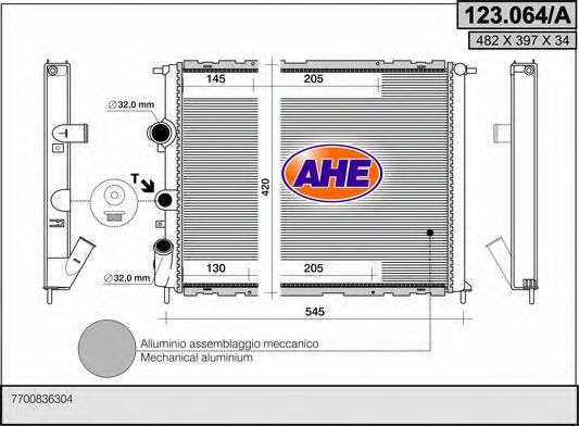 123.064/A AHE Cooling System Radiator, engine cooling