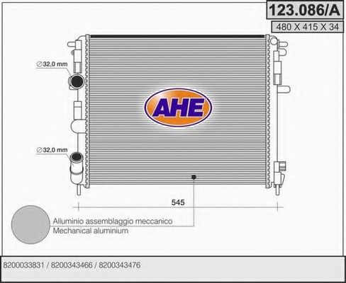 123.086/A AHE Радиатор, охлаждение двигателя
