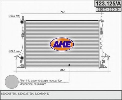 123.125/A AHE Cooling System Radiator, engine cooling