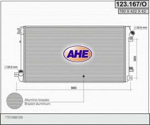 123.167/O AHE Cooling System Radiator, engine cooling