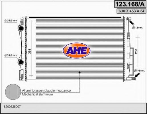 123.168/A AHE Cooling System Radiator, engine cooling