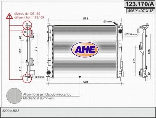 123.170/A AHE Cooling System Radiator, engine cooling