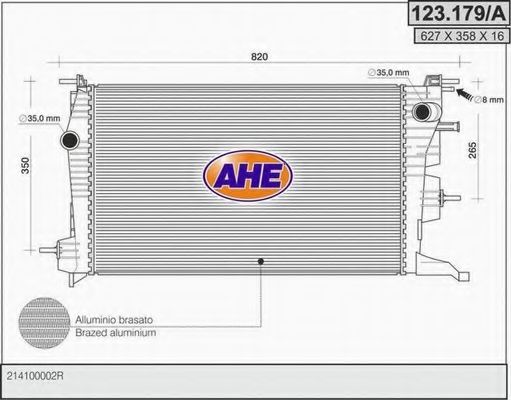 123.179/A AHE Радиатор, охлаждение двигателя