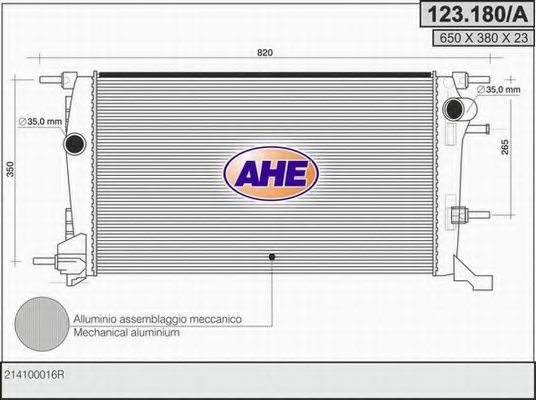 123.180/A AHE Cooling System Radiator, engine cooling