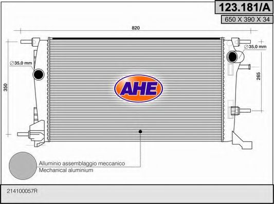 123.181/A AHE Cooling System Radiator, engine cooling