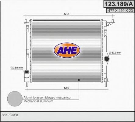 123.189/A AHE Cooling System Radiator, engine cooling