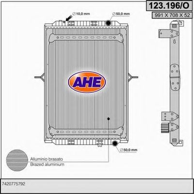 123.196/O AHE Cooling System Radiator, engine cooling