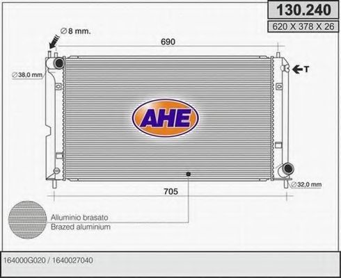 130.240 AHE Cooling System Radiator, engine cooling