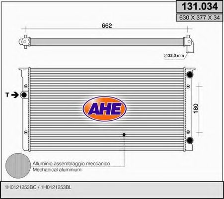 131.034 AHE Cooling System Radiator, engine cooling