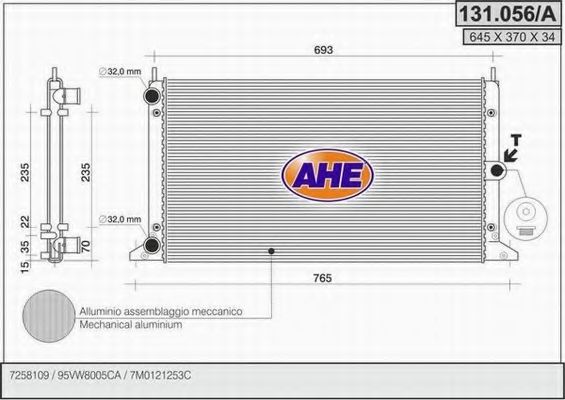 131.056/A AHE Cooling System Radiator, engine cooling