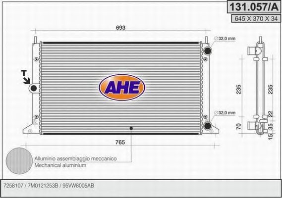 131.057/A AHE Cooling System Radiator, engine cooling