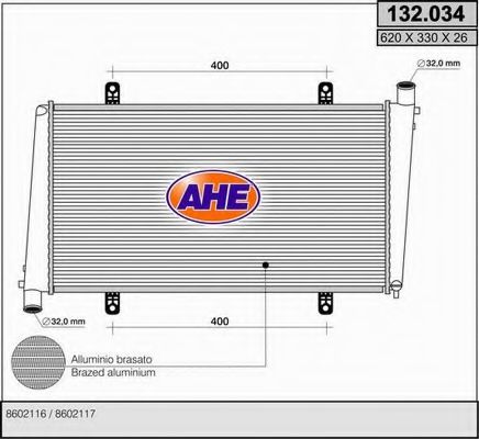 132.034 AHE Cooling System Radiator, engine cooling