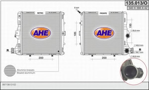 135.013/O AHE Cooling System Radiator, engine cooling