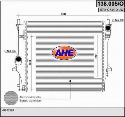 138.005/O AHE Cooling System Radiator, engine cooling
