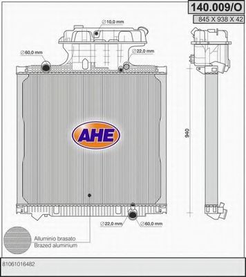 140.009/O AHE Cooling System Radiator, engine cooling