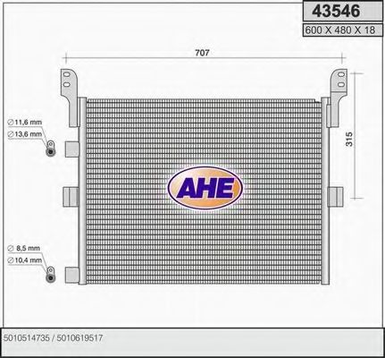 43546 AHE Condenser, air conditioning