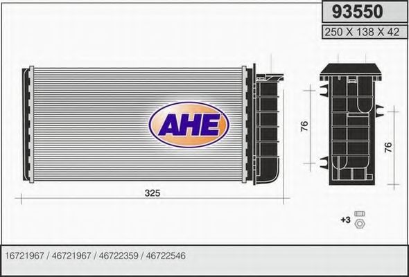93550 AHE Отопление / вентиляция Теплообменник, отопление салона