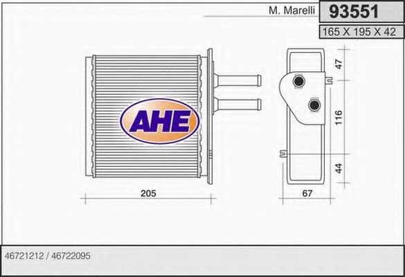 93551 AHE Heat Exchanger, interior heating