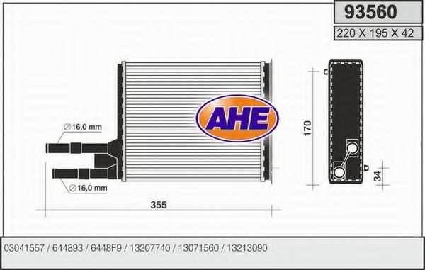 93560 AHE Heat Exchanger, interior heating
