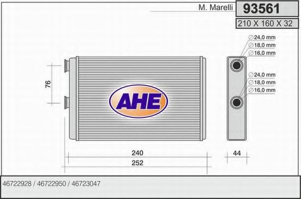93561 AHE Heat Exchanger, interior heating