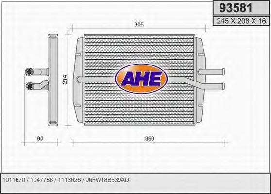 93581 AHE Heat Exchanger, interior heating