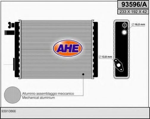 93596/A AHE Heat Exchanger, interior heating
