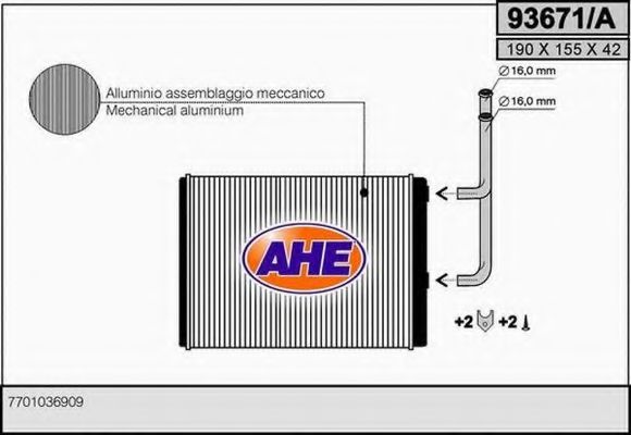 93671/A AHE Теплообменник, отопление салона
