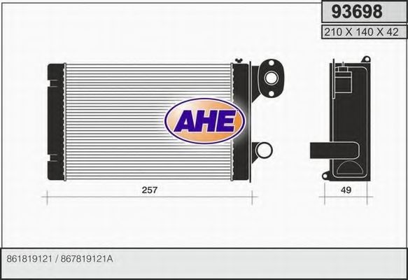 93698 AHE Heating / Ventilation Heat Exchanger, interior heating