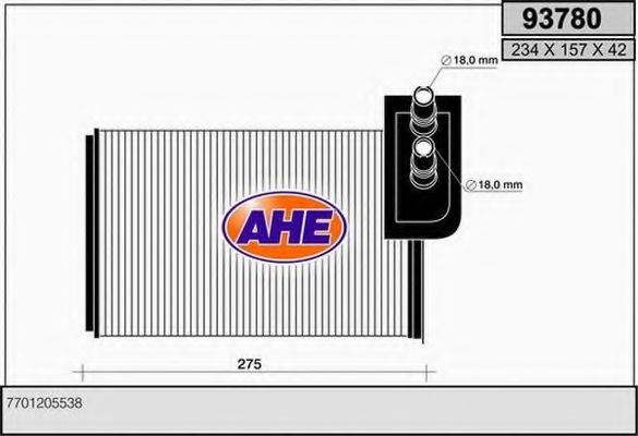 93780 AHE Heat Exchanger, interior heating