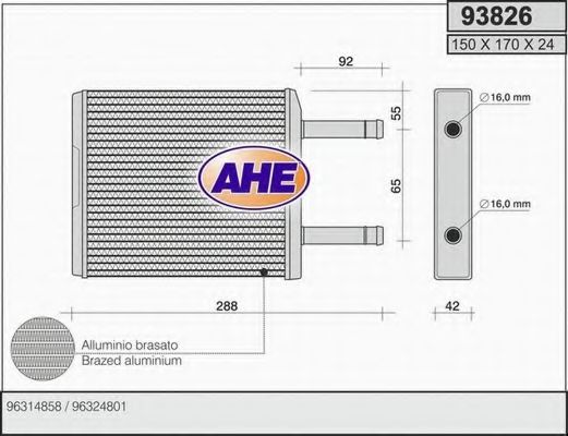 93826 AHE Heating / Ventilation Heat Exchanger, interior heating