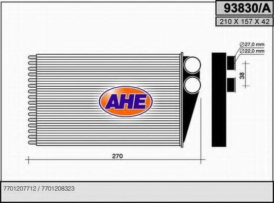 93830/A AHE Heat Exchanger, interior heating