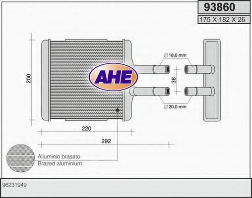 93860 AHE Heat Exchanger, interior heating