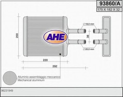 93860/A AHE Heat Exchanger, interior heating